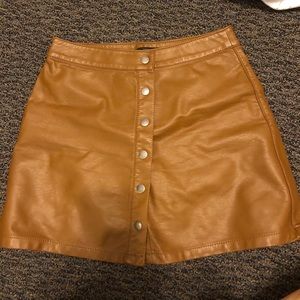 Brown leather mini skirt